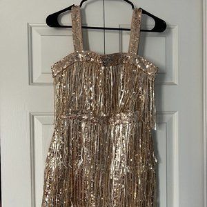 Gold fringe and sequin dress